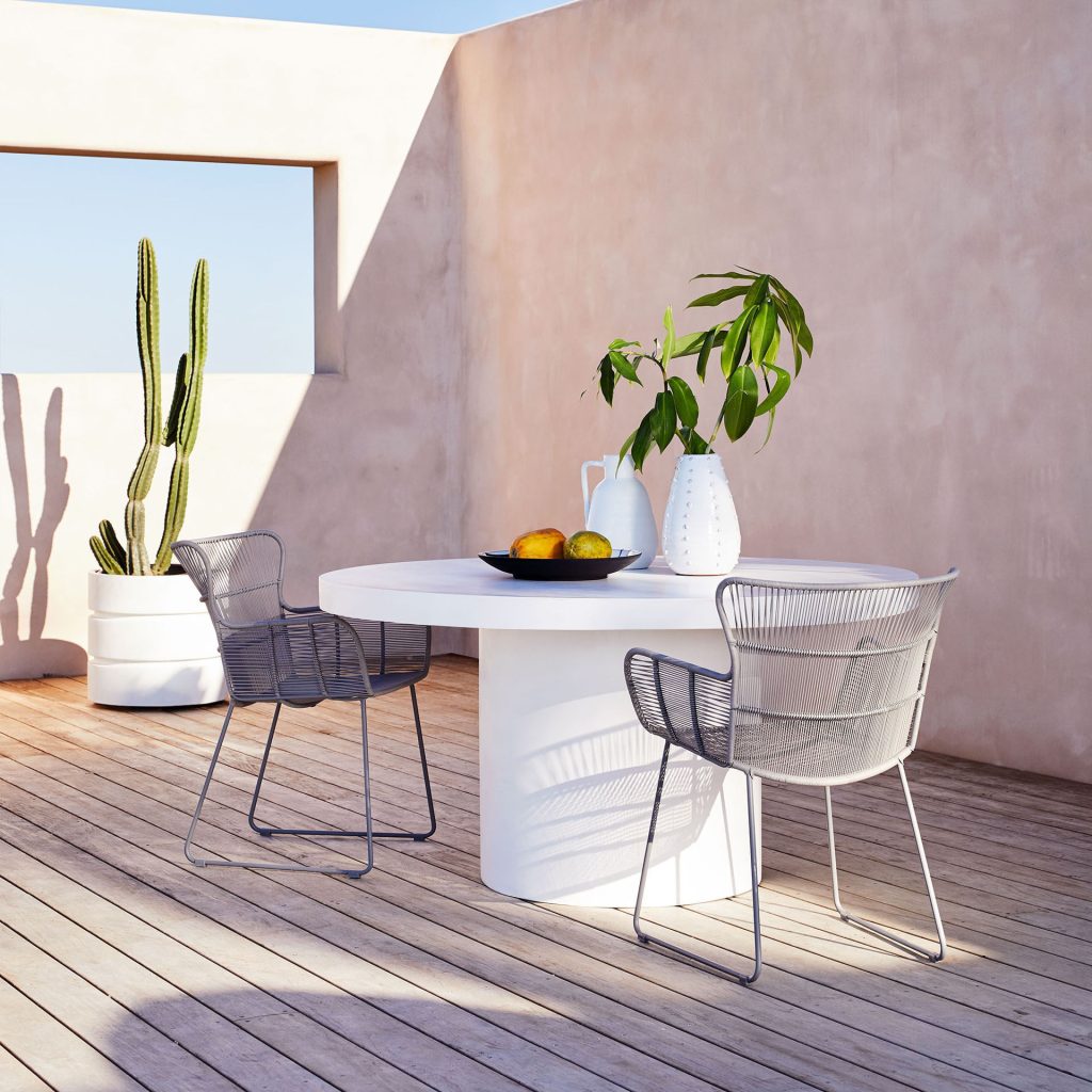 round concrete white table