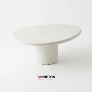 Bàn xi măng trắng oval